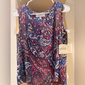 Kasper Women's Sleeveless Paisley Top - Red, Blue, Black
